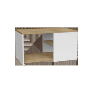 32 Inch Natural Wood Two Tier Storage Coffee Table for Modern Living Room Decor