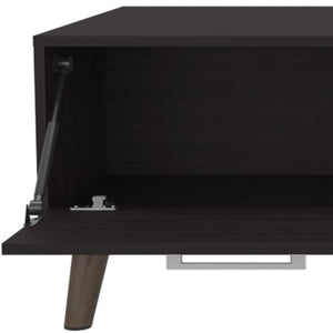 47 Inch Two-tone Oak and Black Rectangular Living Room Coffee Table in Wood