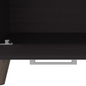 47 Inch Two-tone Oak and Black Rectangular Living Room Coffee Table in Wood