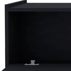 33 Inch Black Solid Wood Coffee Table for Modern Living Room Decor and Daily Use