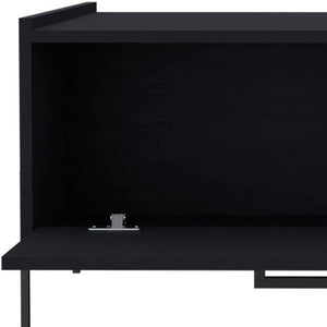 33 Inch Black Solid Wood Coffee Table for Modern Living Room Decor and Daily Use