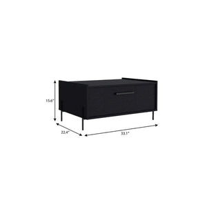33 Inch Black Solid Wood Coffee Table for Modern Living Room Decor and Daily Use