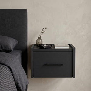 HomeRoots 14 Inch Floating Wood Nightstand with Single Drawer Modern Bedroom Wall Mounted 734198