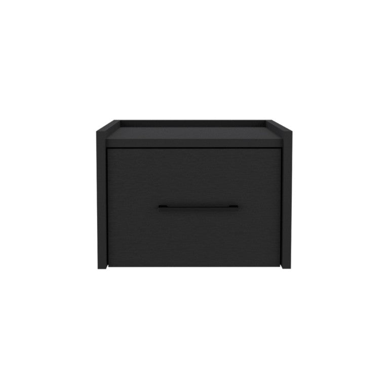 HomeRoots 14 Inch Floating Wood Nightstand with Single Drawer Modern Bedroom Wall Mounted 734198