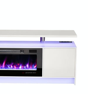 70 Inch White Wood Electric Fireplace Tv Stand for Living Room Media Console