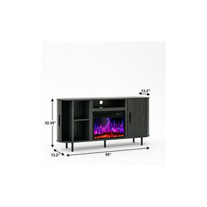 65 Inch Wood Tv Stand with Built in Electric Fireplace Insert for Living Room Entertainment