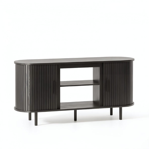 55 Inch Wood Entertainment Center with Built-in Electric Fireplace Insert for Living Room