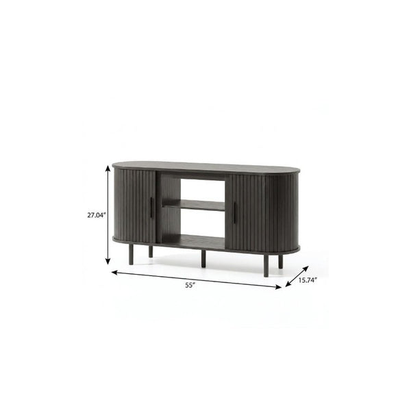 55 Inch Wood Entertainment Center with Built-in Electric Fireplace Insert for Living Room