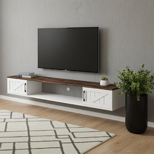 67 Inch Floating Wall Mounted Entertainment Console with Built-in Electric Fireplace Insert