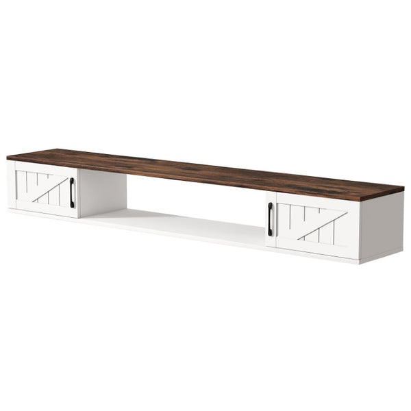 67 Inch Floating Wall Mounted Entertainment Console with Built-in Electric Fireplace Insert