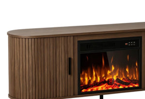 65 Inch Wood Tv Stand with Built in Electric Fireplace Insert for Living Room Entertainment