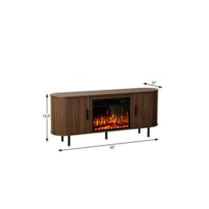65 Inch Wood Tv Stand with Built in Electric Fireplace Insert for Living Room Entertainment