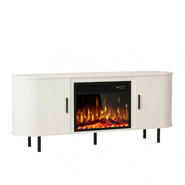 65 Inch Wood Tv Stand with Built in Electric Fireplace Insert for Living Room Entertainment