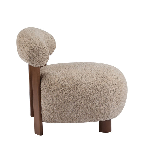 English Elm Christopher Knight Home® - Modern Boucle Accent Chair with Plush Rounded Silhouette, Solid Wood Frame, Cozy Reading Seat Light Brown,Walnut 29 L x 28.5 W x 21.85 H N776P278240B