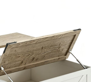 39 Inch Solid Wood Lift Top Storage Coffee Table with Two Shelves for Living Room