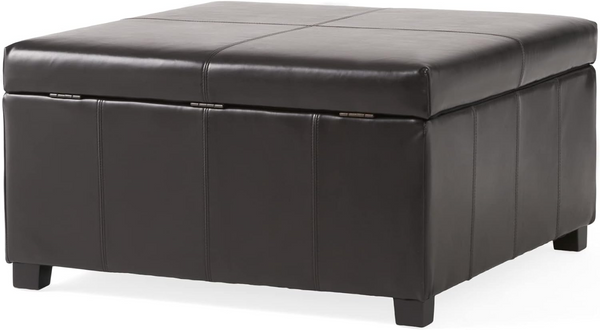 English Elm Becker Square Storage Ottoman Tufted Upholstery Birch Legs Contemporary Living Room 73425.00PU