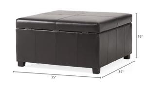 English Elm Becker Square Storage Ottoman Tufted Upholstery Birch Legs Contemporary Living Room 73425.00PU