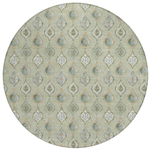 8 Ft Round Floral Polyester Area Rug Washable Indoor Outdoor Patio Pet Friendly