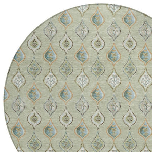 HomeRoots 8 Ft Round Floral Polyester Area Rug Washable Indoor Outdoor Patio Pet Friendly 734258