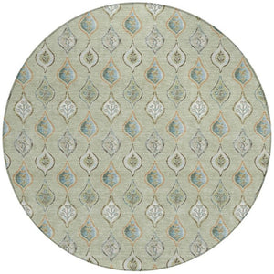 8 Ft Round Floral Polyester Area Rug Washable Indoor Outdoor Patio Pet Friendly