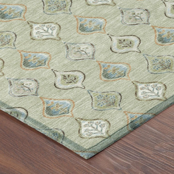 8 Ft Round Floral Polyester Area Rug Washable Indoor Outdoor Patio Pet Friendly