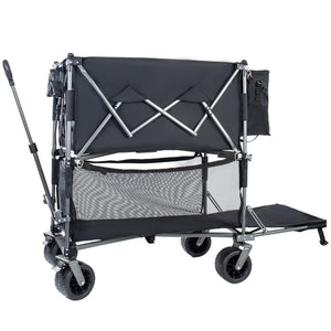 English Elm 55" Double Decker Collapsible Wagon 560lb Capacity Alloy Steel Frame All-terrain Wheels Black W2932P405185