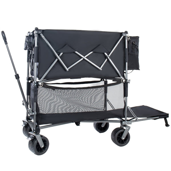 English Elm 55" Double Decker Collapsible Wagon 560lb Capacity Alloy Steel Frame All-terrain Wheels Black W2932P405185