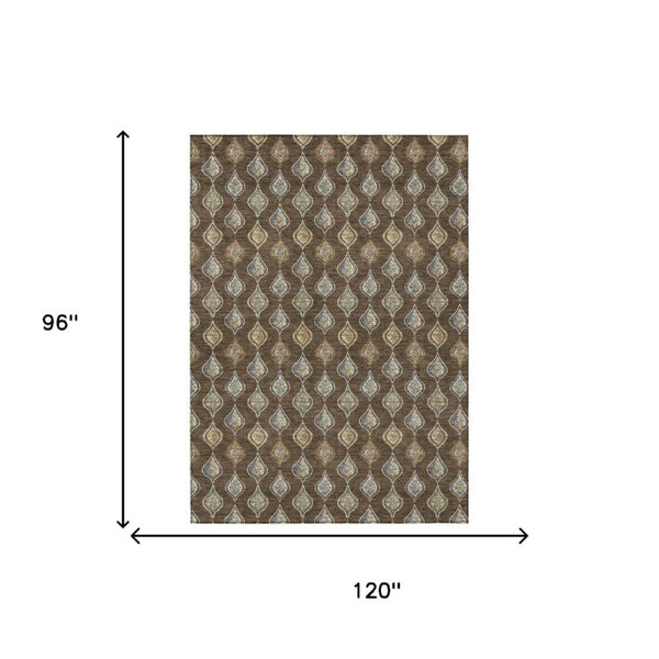 8x10 Floral Polyester Area Rug Washable Stain Resistant for Patio and Living Room
