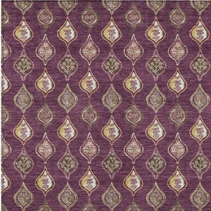 HomeRoots 5 X 8 Purple Floral Polyester Area Rug Washable Stain Resistant Indoor Outdoor 734269