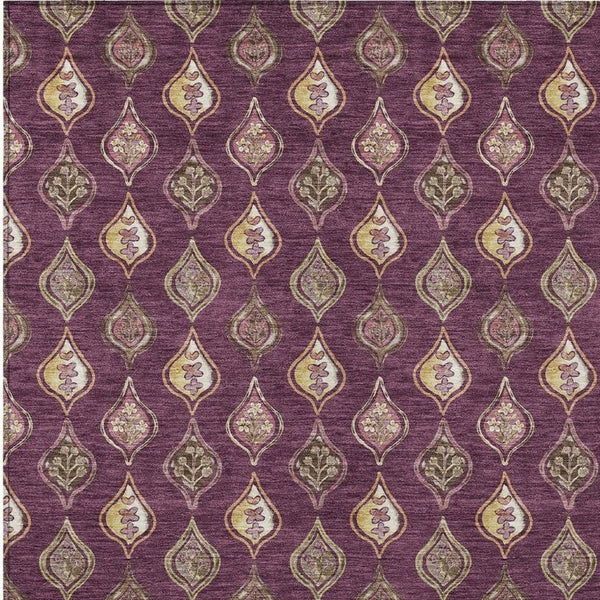 HomeRoots 5 X 8 Purple Floral Polyester Area Rug Washable Stain Resistant Indoor Outdoor 734269