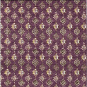 5 X 8 Purple Floral Polyester Area Rug Washable Stain Resistant Indoor Outdoor
