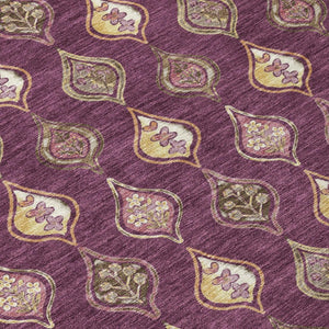 5 X 8 Purple Floral Polyester Area Rug Washable Stain Resistant Indoor Outdoor
