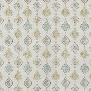 HomeRoots 8 X 10 Ivory Floral Polyester Area Rug Stain Resistant for Indoor Outdoor Use 734277