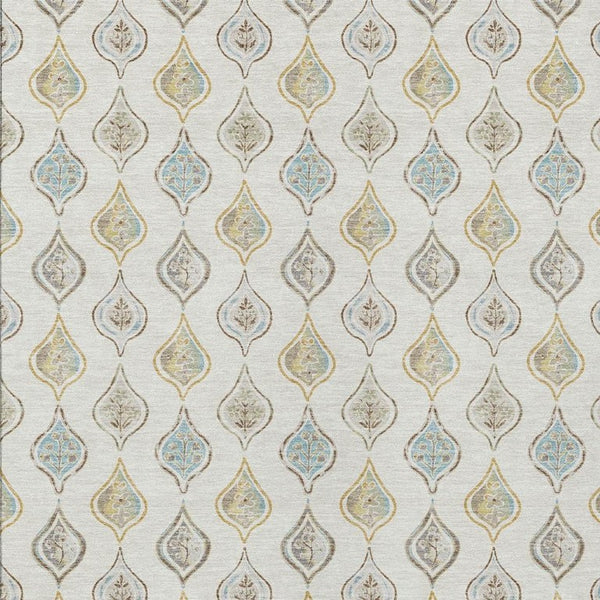 HomeRoots 8 X 10 Ivory Floral Polyester Area Rug Stain Resistant for Indoor Outdoor Use 734277
