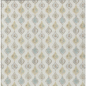 8 X 10 Ivory Floral Polyester Area Rug Stain Resistant for Indoor Outdoor Use