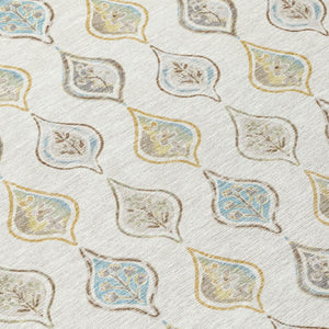 8 X 10 Ivory Floral Polyester Area Rug Stain Resistant for Indoor Outdoor Use