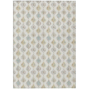9x12 Ivory Linen Floral Polyester Area Rug Stain Resistant for Indoor Outdoor Use