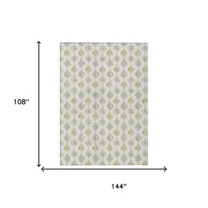 9x12 Ivory Linen Floral Polyester Area Rug Stain Resistant for Indoor Outdoor Use