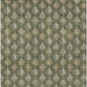 8 X 10 Olive Floral Polyester Area Rug Stain Resistant for Patio or Living Room