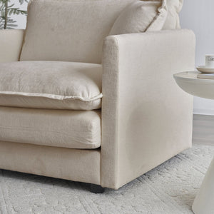 English Elm Comfortable Chenille U-shaped Modular Sectional with Three Ottomans for Living Rooms W714S00904