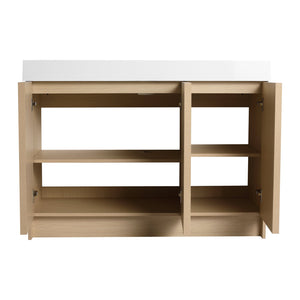 English Elm 48" Freestanding Bathroom Vanity with Thick Resin Sink, Soft-Close Doors, Adjustable Shelves, Durable Finish Oak W999S00265