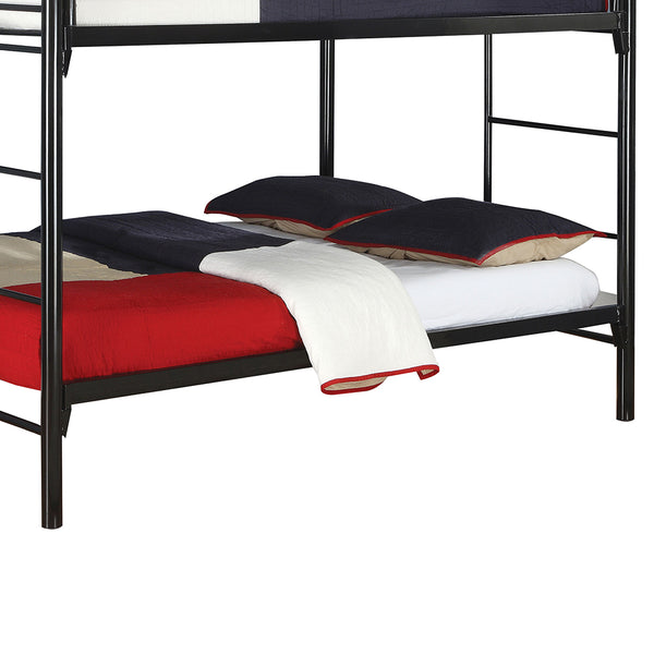 English Elm Clementine Black Metal Full-Over-Full Bunk Bed with Ladder — Sleek Glossy Tubing, Sturdy & Stylish B062P340724