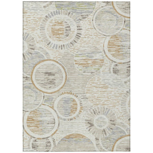 8x10 Geometric Polyester Area Rug Washable Stain Resistant Indoor Outdoor Ivory