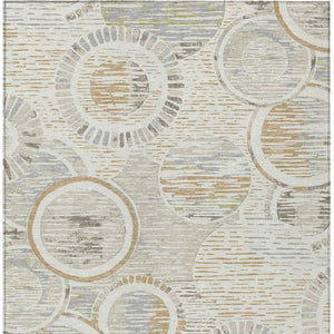 8x10 Geometric Polyester Area Rug Washable Stain Resistant Indoor Outdoor Ivory