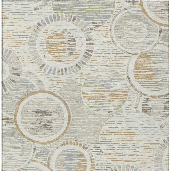 8x10 Geometric Polyester Area Rug Washable Stain Resistant Indoor Outdoor Ivory