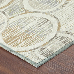 8x10 Geometric Polyester Area Rug Washable Stain Resistant Indoor Outdoor Ivory