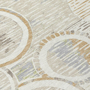 8x10 Geometric Polyester Area Rug Washable Stain Resistant Indoor Outdoor Ivory