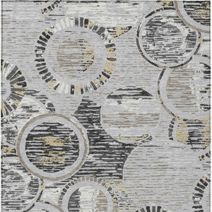 HomeRoots 10 Ft X 14 Ft Silver Gray Geometric Polyester Washable Indoor Outdoor Area Rug 734333