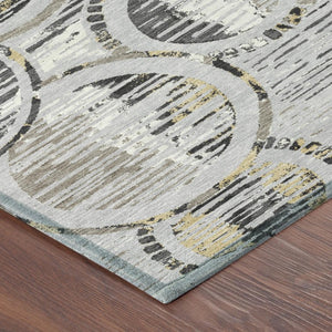 10 Ft X 14 Ft Silver Gray Geometric Polyester Washable Indoor Outdoor Area Rug