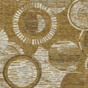 HomeRoots 10' X 14' Walnut and Gold Geometric Washable Indoor Outdoor Area Rug 734339